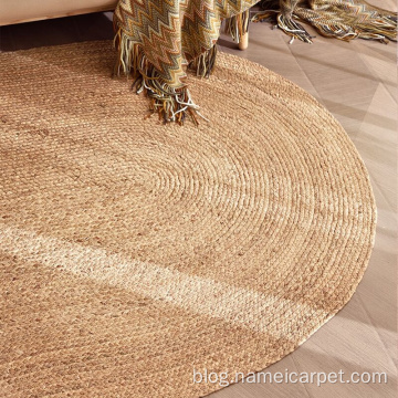 Oval shape water hyacinth straw floor mat rug